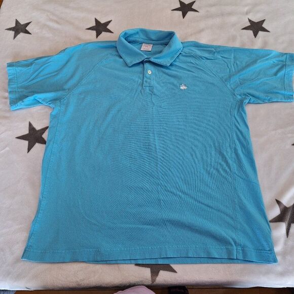 Brooks Brothers 346 Men's‎ Size Large Short Sleeve Turquoise Polo Golf Preppy - Picture 1 of 9